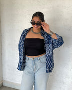 Indigo patchwork shirt